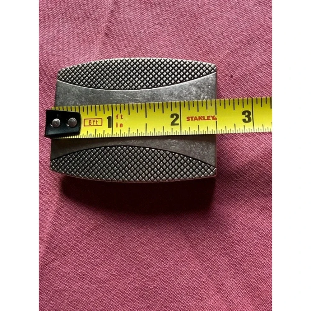 Genuine Dickies Heavy Metal Belt Buckle Silver Textured Knurled Panel